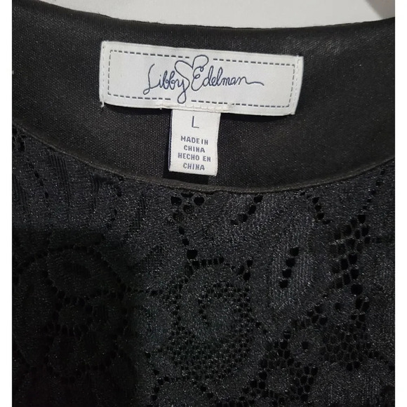 Libby. Edelman women's black cold shoulder short sleeve lace lined Blouse - Picture 4 of 5